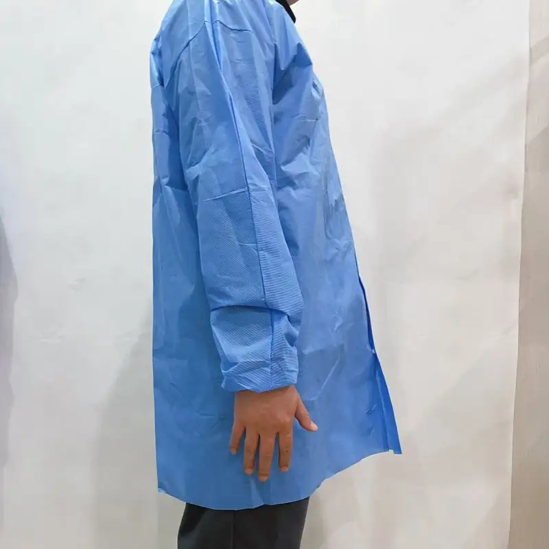high quality Visitor gown Lab coat 45g blue SMS lab coat with button no pocket XL one piece sell