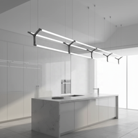Lustre long en acier inoxydable de style Mazar, design minimaliste, pour hall d'entrée, café, bar, luminaire suspendu créatif à LED