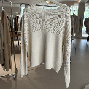 Pull en lin/coton pour femme de haute qualité, col rond, tricoté à l'ordinateur, décontracté, doux, fin, respirant, hiver, calibre 7GG, devant ajouré - Product Image 1