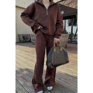 Ensembles de costumes pour femmes avec détails de fermeture éclair marron - Product Image 4