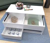 2021 moderne italien grand noir/blanc Convertible multifonctionnel Table basse élévatrice à Table à manger