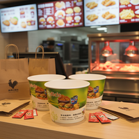 Boîtes et seaux à poulet jetables ZJPACK, recyclables, biodégradables, de qualité supérieure, en papier alimentaire à paroi simple pour la restauration rapide