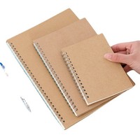 Bloc-notes spirale A5 en papier kraft mignon pour étudiants, 50 feuilles, feuilles mobiles, impression de logo, promotion, vente en gros