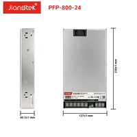 Module d'alimentation Jiangtek PFP-800-24 800W 24V 33A avec PFC actif, ventilateur DC, indicateur LED, protection complète SCP OVP OCP OTP, certifié CE UL