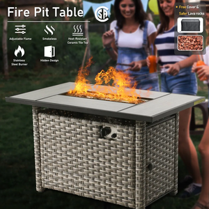 Đồ nội thất ngoài trời 6-Piece grey wicker chỗ ngồi lửa Pit Patio vườn bộ tay vịn ghế sân thượng ban công sân sau chỗ ngồi nhóm - Product Image 3