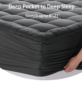 Cubrecolchón Grueso al por Mayor, Acolchado de Microfibra Suave y Esponjoso, Protector de Colchón para Hotel y Hogar, Gris Oscuro - Product Image 5