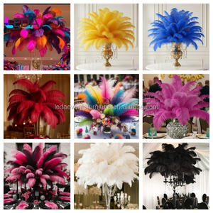 Bola de flores artificiales LEDA para decoración de bodas, centros de mesa con plumas de avestruz blancas para fiestas de boda - Product Image 5