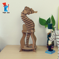 Kit d'artisanat éducatif DIY en papier recyclé pour enfants : Statue d'animal marin hippocampe - Papier Jazz