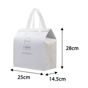 Sac isotherme blanc en non-tissé imperméable avec poignée pour vente en gros, idéal pour desserts, boissons, restaurants et plats à emporter - Product Image 2