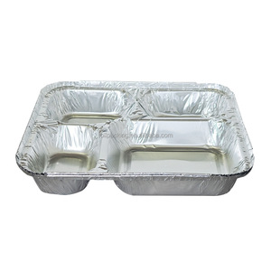 4 ngăn dùng một lần nhôm lá mỏng container nhôm lá mỏng khay thức ăn dùng một lần nhôm lá mỏng Pan hộp đựng thức ăn với nắp - Product Image 6