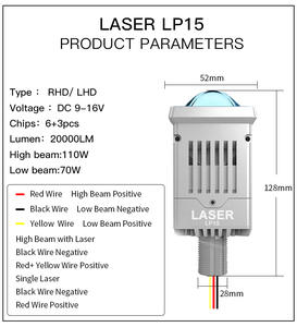 Proyector láser de haz Alto y Bajo para coche, lente de proyector de luz LED de 1,8 pulgadas, 12V, 20000LM, 6500K, 110W, 70W, 10W, LP15, <span class=keywords><strong>precio</strong></span> más bajo - Product Image 2