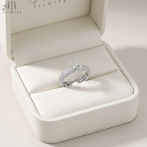 Anillo de Oro Blanco Sólido de 18K con Encaje Calado y Diamantes Naturales, Engaste Pavé, el Más Vendido, para Boda, Compromiso o Fiesta - Product Image 6