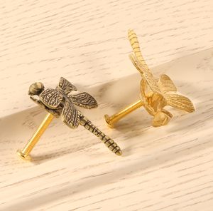 Perilla de puerta de libélula de latón Vintage, gancho de manija de gabinete de estudio y dormitorio con temática de insectos y gancho colgante - Product Image 5