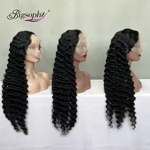Drop Shipping Long Wig Brazilian Deep Wave Hair Wigs Wholesale,30Inches Beautiful 100Human Hair Frontal Wig For Women