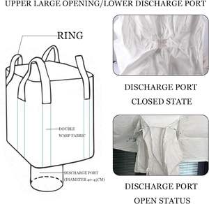 Ağır inşaat Jumbo toplu çanta spor üst emzik alt FIBC nefes 2650lbs SWL 35.4L X 35.4W X 43.3H yükleme 1000kg - Product Image 3