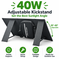Panneau solaire portable 40W pliable monocristallin, chargeur étanche pour le camping, les voyages et l'alimentation de secours