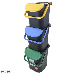 Set di 3 Contenitori a Torre Impilabili da 30 Litri per la Separazione dei Rifiuti 40x40x43 Cm - Product Image 3