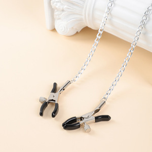 Erotic Mouth <b>Plugs</b> And Nipple Clamps Black Leather With <b>Chain</b> For Adult Role Play Toys - Product Image 1