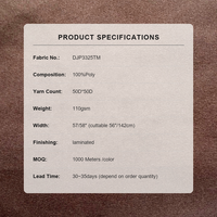 Tissu en microfibre laminé 110 g/m² 50D*50D 100 % polyester imperméable coupe-vent écologique marron chocolat pour vestes