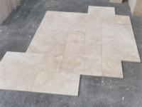 SHIHUI vente en gros personnalisé Villa décoration intérieure travertin motif français pavés luxe Beige travertin carrelage de sol