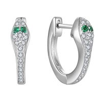 Boucles d'oreilles créoles serpent tendance pour femme en argent sterling 925, plaqué rhodium fin, zircone cubique, motif animal, vente en gros OEM ODM