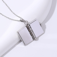 Collier pendentif livre ouvert/fermé en acier inoxydable plaqué or 18 carats pour femme, boîte photo vierge personnalisable, bijoux gravables, étanche