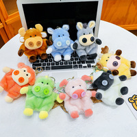 Porte-clés animal en peluche mignon avec bouton-nez, jouet en peluche doux, breloque de sac thème zoo pour la vente en gros aux détaillants de cadeaux et la revente