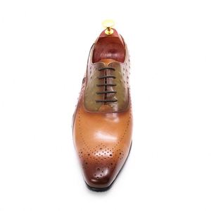 Chaussures en cuir pour hommes de haute qualité, style New England Bullock, à bout pointu, sculptées, formelles, pour le bureau - Product Image 5