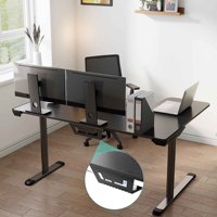 Bureau de jeu en acier au carbone AJUNION, design en forme de L, grande surface de jeu avec support intégré pour multiprise