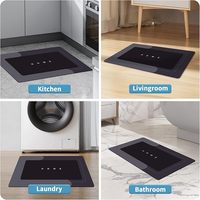 Ensemble de 3 tapis de salle de bain modernes en polyester, fins, lavables, absorbants, antidérapants en caoutchouc, séchage rapide, pour sous l'évier