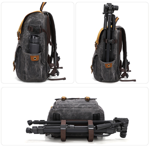 Túi đựng máy ảnh kỹ thuật số bằng vải bố phủ sáp, da, chuyên nghiệp, có ngăn đựng laptop 15.6 inch - Product Image 4