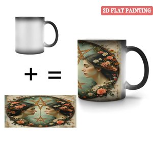 Curved Body Ergonomic <b>Ceramic</b> Mug 11oz Frosted Black Heat Changing Magic Drinking <b>Cup</b> - Product Image 4
