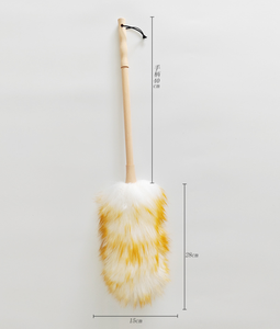 Plumeau en laine d'agneau avec manche en bois portable, tête flexible, antistatique, poignées confortables pour le nettoyage domestique - Product Image 6