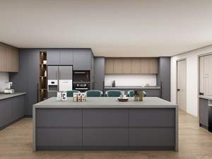 Juego de Gabinetes de Cocina Modernos Pequeños, Completos, a Medida, de PVC/Laca, con Revestimiento de Vinilo - Product Image 3