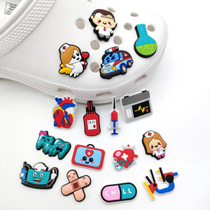 Accessoires et ornements DIY <span class=keywords><strong>pour</strong></span> chaussures <span class=keywords><strong>Croc</strong></span>, série Soins médicaux, motif dessin animé mignon, boucle de chaussure fleurie en caoutchouc souple, personnalisés, <span class=keywords><strong>pour</strong></span> <span class=keywords><strong>jardin</strong></span>, F105 - Product Image 4