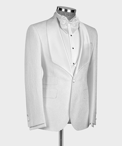 Trajes de boda <span class=keywords><strong>para</strong></span> <span class=keywords><strong>hombre</strong></span> (+ Pantalones chaleco chaqueta +), esmoquin de tela en relieve <span class=keywords><strong>blanco</strong></span>, 3 uds., trajes de novio <span class=keywords><strong>Terno</strong></span> <span class=keywords><strong>para</strong></span> <span class=keywords><strong>hombre</strong></span> - Product Image 2