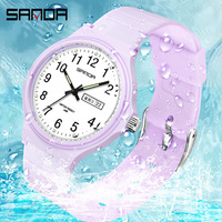 Montres de sport pour enfants Sanda 6060 de haute qualité, analogiques, avec cadran en résine Hardlex, mouvement à quartz japonais, résistantes à l'eau 3BAR