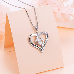 สร้อยคอ CAOSHI รูปหัวใจเรียบง่าย สลักข้อความ "Always <span class=keywords><strong>My</strong></span> <span class=keywords><strong>Sister</strong></span> Forever <span class=keywords><strong>My</strong></span> Friend" ประดับเพชรซิคอน ดีไซน์สำหรับผู้หญิง แฟชั่นสำหรับงานปาร์ตี้ - Product Image 3