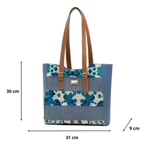 Borsa Tote in Denim da Donna Fana Elio con Ricamo Floreale, Design per Uso Quotidiano, Stile per Tutte le Stagioni - Product Image 3
