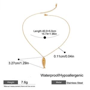 สร้อยคอทองคำกันหมอง ดีไซน์ทันสมัย 18K สร้อยคอรูปปลา สแตนเลสแท้ สำหรับผู้หญิง ผู้ชาย และเด็กผู้หญิง - Product Image 5