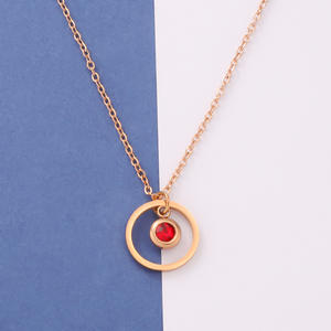 Simple y moderno geométrico 12 meses collar de piedra natal Acero inoxidable piedra natal taza de <span class=keywords><strong>agua</strong></span> diamante colgante redondo - Product Image 3