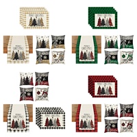 Chemin de table à motif écossais Buffalo pour Noël avec sets de table et housses de coussin, décoration de table de Noël, support OEM