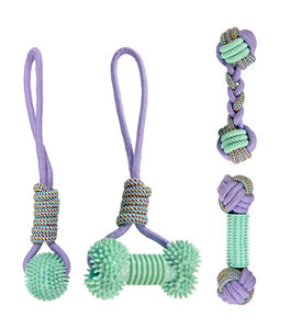 Jouets à mâcher en corde pour chien avec extrémités nouées et balle texturée pour chiens de taille moyenne, durables pour jouer en intérieur, design uni - Product Image 2