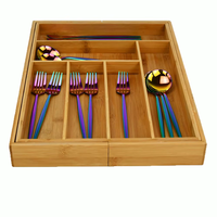 Tiroir à couverts extensible organisateur de couverts réglable personnalisé en bois de bambou organisateur d'argenterie pour cuisine bureau maquillage tiroirs de bureau