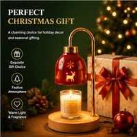 Lampe chauffe-bougie de Noël 2026 avec minuterie, hauteur réglable, base en bois électrique, pour cadeau de Noël et décoration intérieure