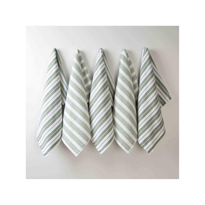 Serviettes de cuisine à rayures grises brodées en coton 100% à séchage rapide faites à la main, réutilisables et abordables, parfaites pour les chefs et les cuisines occupées - Product Image 1