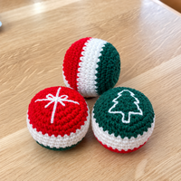 Hacky Sack de Noël personnalisé, fait main au crochet, motif flocon de neige et sapin, pour cadeaux de fêtes et jeux en plein air