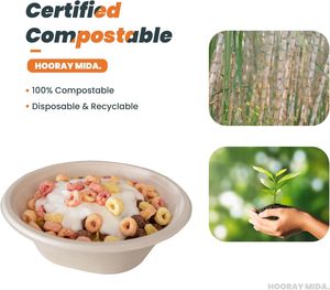 50 Gói 32 Oz Nhiệm Vụ Nặng Nề Sâu Giấy Bát Thân Thiện Với Môi Mía Bã Mía Phân Hủy Sinh Học Dùng Một Lần Bát Cho Súp Món Tráng Miệng Nước Đá - Product Image 4