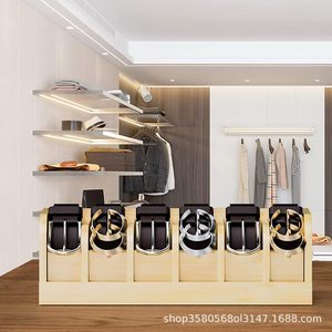 Wooden Belt Storage <b>Box</b> Multi Compartment Organizer For <b>Wardrobe</b> Closet Durable Standing Type Rectangular Shape - Product Image 2