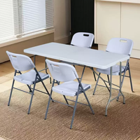 Table pliante rectangulaire en plastique blanc de 6 pieds, mobilier d'extérieur moderne et portable E-27, pour banquets et traiteurs